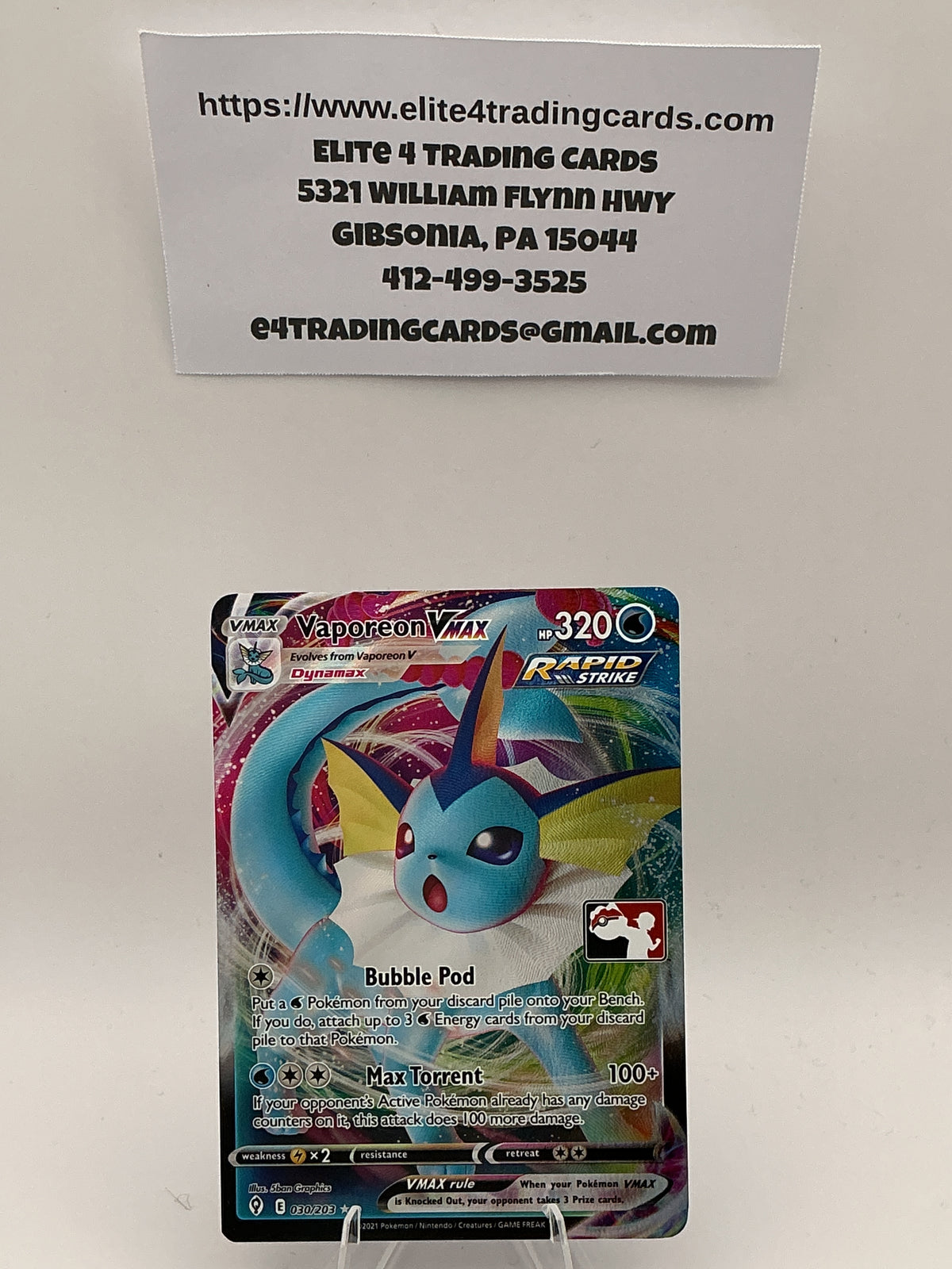 Vaporeon VMAX - 030/203 - Prize Pack Series Cards - NM